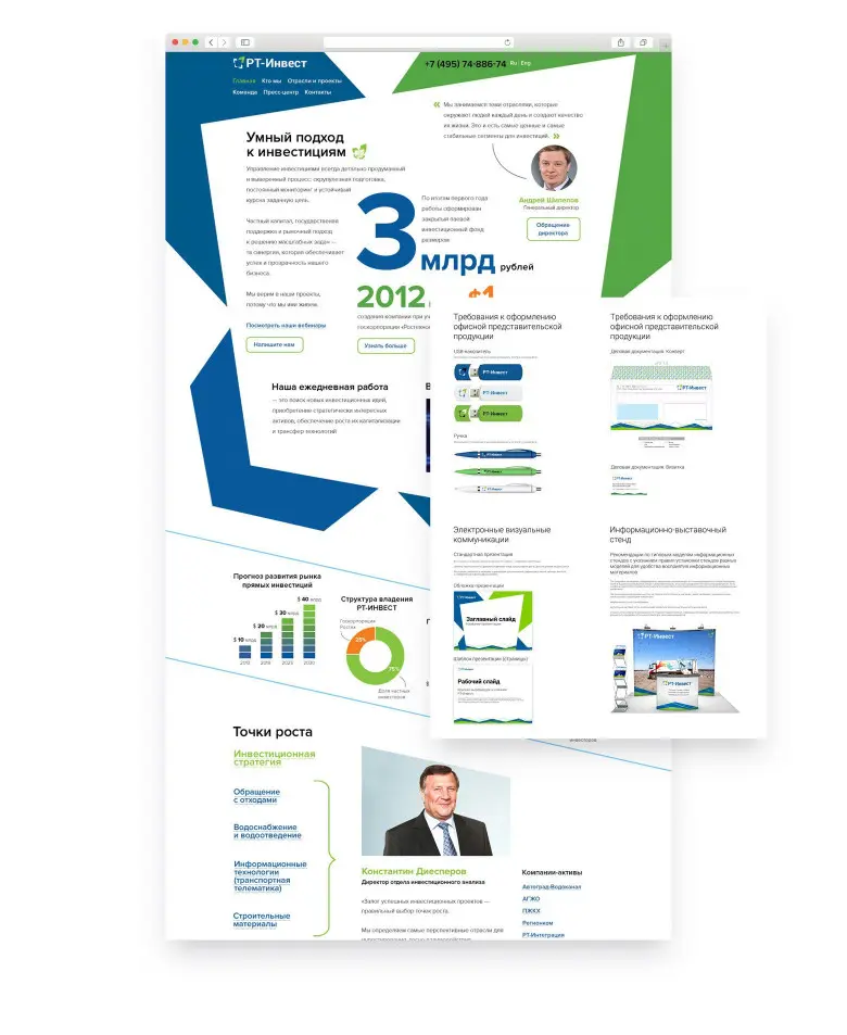 Сайт и фирменный стиль инвестиционной компании «РТ-Инвест»